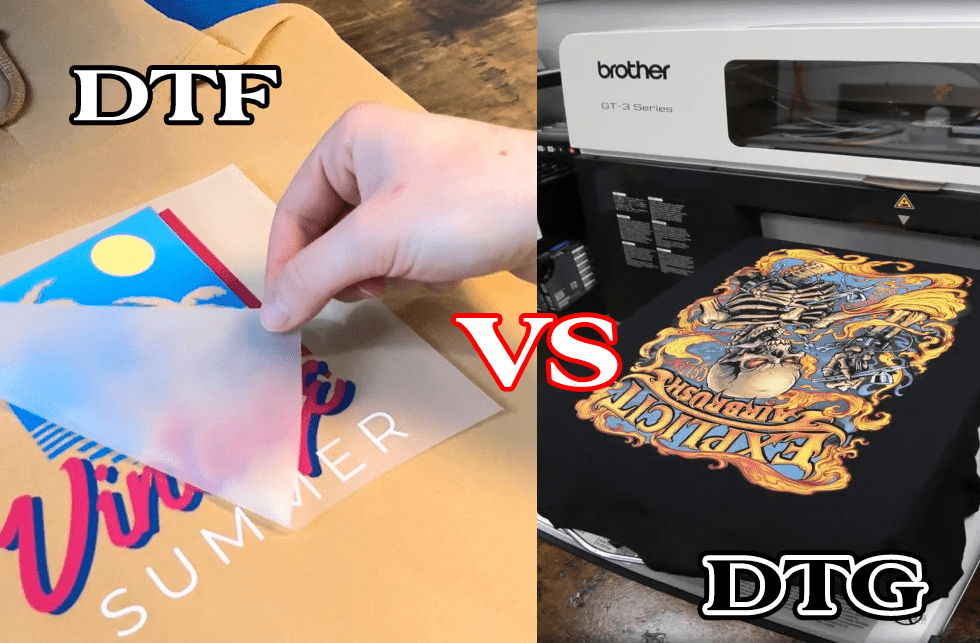 This is an image showcasing, directed film, and Tshirt, printed by by direct to garment machine
